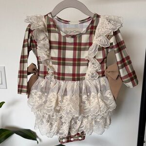 Plaid Baby Dress with Lace Ruffles
